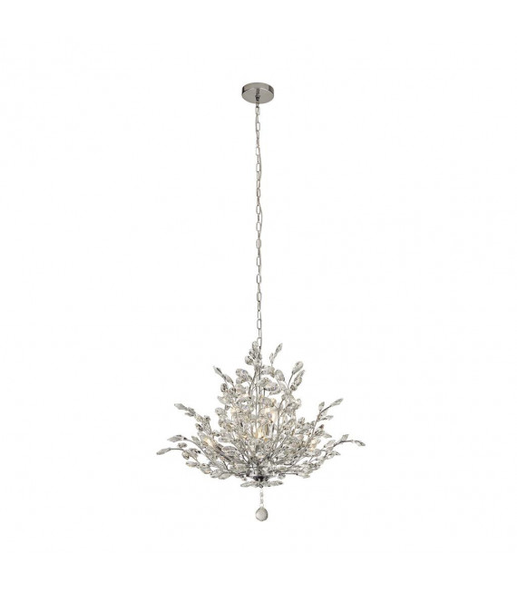 Bouquet Pendelleuchte Glas, Baustahl Chrom, Klar 7 Glühbirnen 58cm