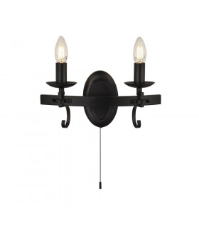 Aplique de pared Cartwheel Acero dulce Negro mate 2 bombillas 18cm