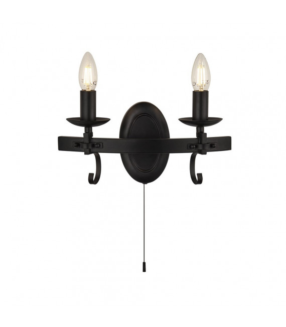 Aplique de pared Cartwheel Acero dulce Negro mate 2 bombillas 18cm