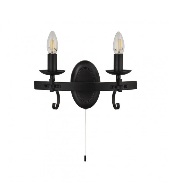 Cartwheel Wandleuchte Baustahl Mattschwarz 2 flammig 18cm