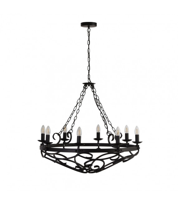 Cartwheel Pendelleuchte Stahl matt schwarz 8 flammig 72cm