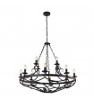 Cartwheel pendant Mild steel Black 12 bulbs 46cm
