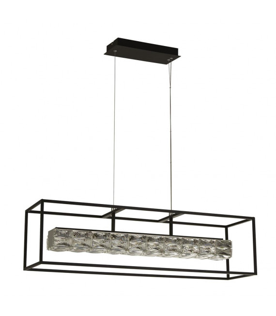 Pendente Ascensore Vetro, Acciaio Inossidabile, Acciaio Dolce Cromato, Nero Opaco, Trasparente 26 Cm