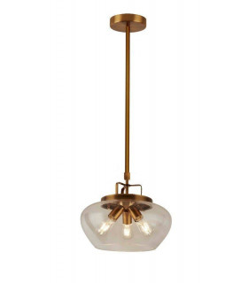 Lampada a sospensione a sfera in acciaio bronzo 3 lampadine 85,5 cm