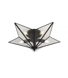 Plafonnier Star Acier doux Noir 5 ampoules 18cm