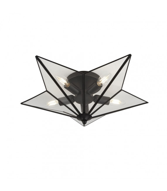 Star ceiling light Mild steel Black 5 bulbs 18cm