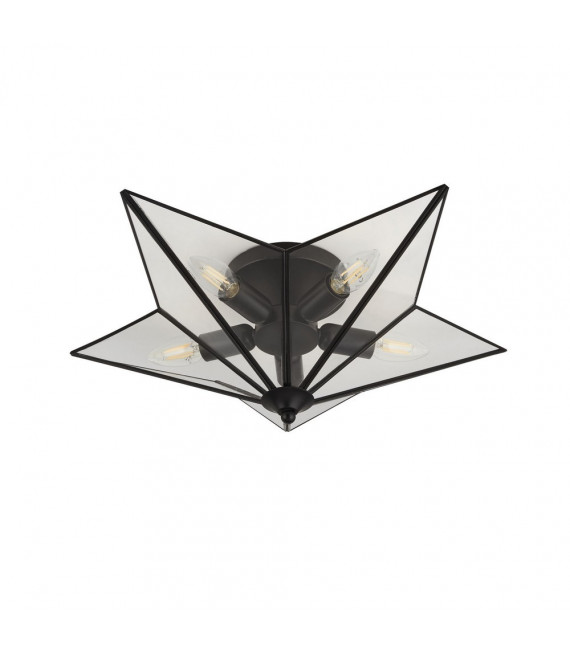 Star ceiling light Mild steel Black 5 bulbs 18cm