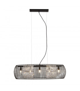 Lampada a sospensione a gabbia Acciaio dolce Nero opaco 5 lampadine 22cm