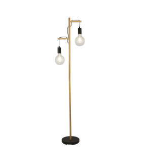 Lampada da terra Woody 2 lampadine Legno, acciaio dolce Nero, legno naturale