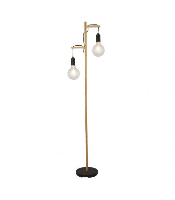 Floor lamp Woody 2 bulbs Wood, mild steel Black, natural wood