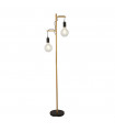 Lampadaire Woody 2 ampoules Bois,acier doux Noir,bois naturel