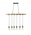 Suspension Woody 6 ampoules Bois,acier doux Bois de frêne