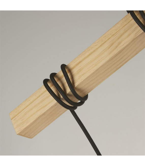 Lampada a sospensione Woody a 6 luci Legno, acciaio dolce Legno di frassino