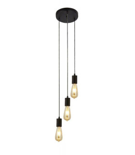 Suspension Squiggle 3 ampoules Acier Noir mat