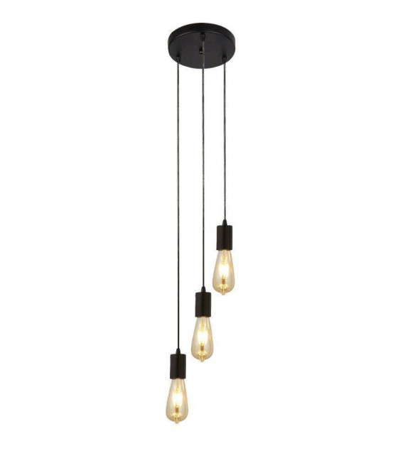 Sospensione Squiggle a 3 luci Acciaio Nero opaco