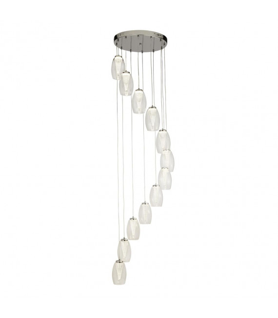 12-bulb Cyclone Pendant Glass, Acrylic, Mild Steel, Chrome, Clear