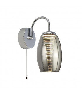 Aplique de pared LED integrado Cyclone Vidrio, acrílico, acero dulce Cromo, transparente, ahumado, gel