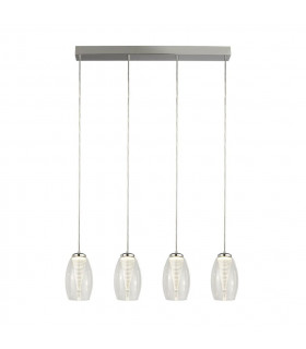 Suspension Cyclone 4 ampoules Verre,acrylique,acier doux Chrome,Transparent