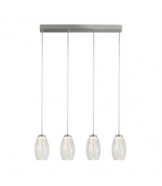 Lampada a sospensione Cyclone 4 lampadine Vetro, acrilico, acciaio dolce Cromo, trasparente