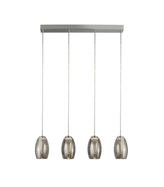 Cyclone pendant lamp 4 bulbs Glass, acrylic, mild steel Chrome, smoked