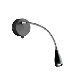Lampada da parete con luce da lettura Flexi Acciaio dolce Nero opaco 6 lampadine 28,5 cm