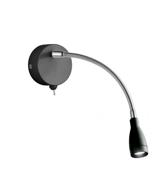 Aplique de pared con luz de lectura Flexi Mild acero Negro mate 6 bombillas 28,5cm
