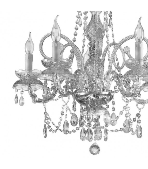 Chandelier without lampshades Amaro 5 bulbs Chrome