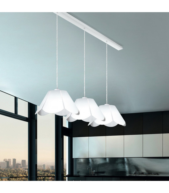 Bloom Mat white pendant lamp 3 bulbs 250cm