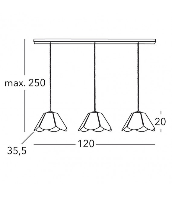 Bloom Mat white pendant lamp 3 bulbs 250cm
