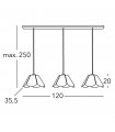 Bloom Mat white pendant lamp 3 bulbs 250cm
