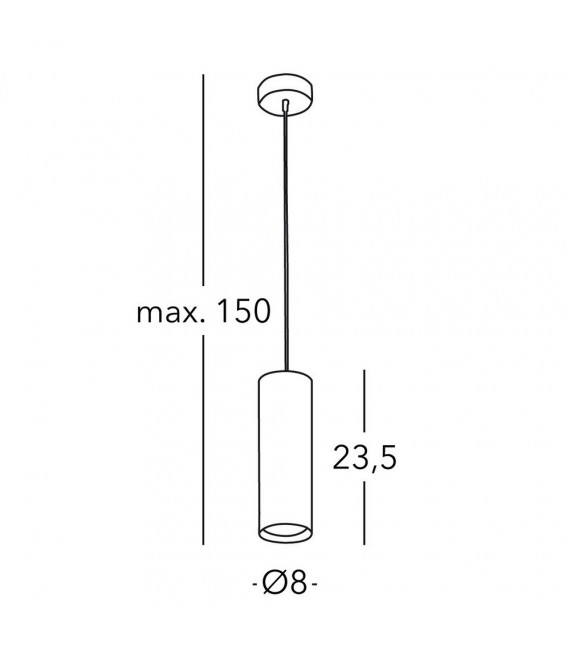 Suspension design Tube Cuivre 1 ampoule 23,5cm