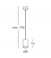 Design suspension Tube Silver 1 bulb 1cm
