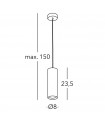 Silver Tube designer pendant light 1 bulb 23.5cm