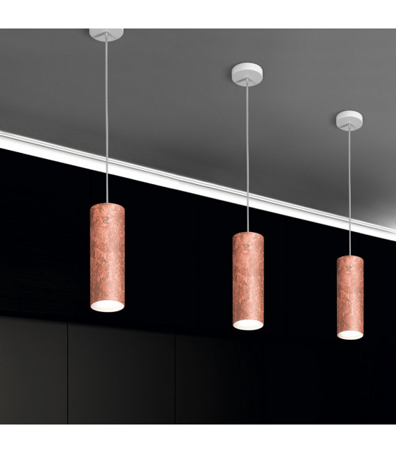 Lámpara colgante diseño Copper Tube 1 bombilla 23,5cm