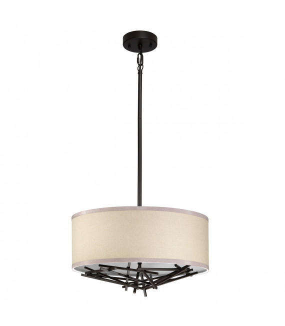 Lampada a sospensione Taiko Acciaio, lino Bronzo invecchiato 3 lampadine 23,7 cm