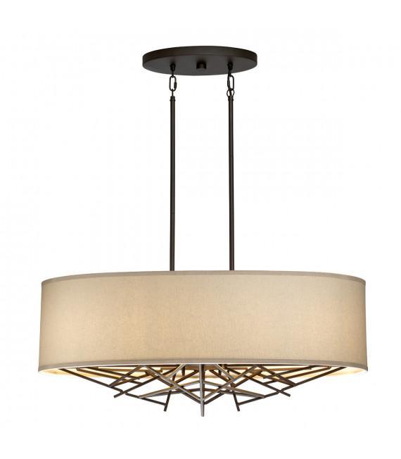 Taiko Lin pendant, aged bronze steel, 5 bulbs, 40.6 cm