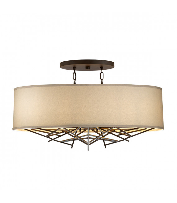 Taiko Lin pendant, aged bronze steel, 5 bulbs, 40.6 cm