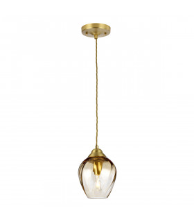 Sospensione Tevere Acciaio, vetro ottico ritorto Ottone spazzolato 1 lampadina 23,7cm
