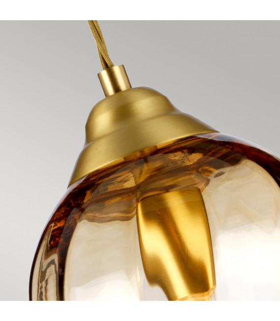 Sospensione Tevere Acciaio, vetro ottico ritorto Ottone spazzolato 1 lampadina 23,7cm