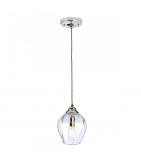 Tiber pendant lamp Steel, twisted optical glass Polished nickel 1 bulb 23.7cm