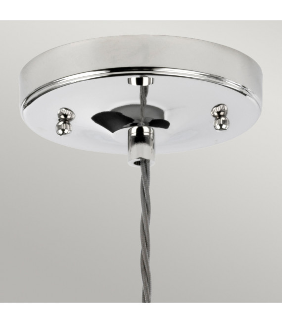 Tiber Pendelleuchte Stahl, gedrehtes optisches Glas Nickel poliert 1 Glühbirne 23,7cm