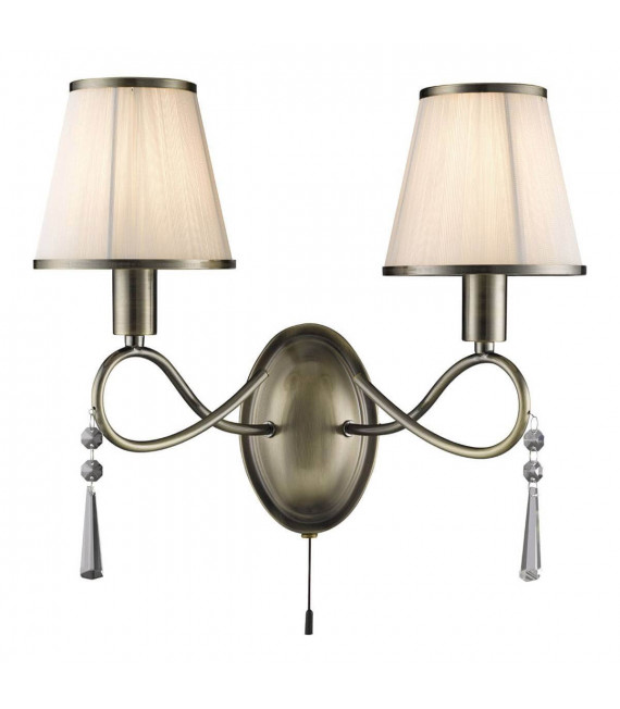 Lampada da parete Simplicity, in ottone anticato e vetro con 2 tonalità crema