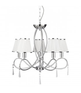 Lampada a sospensione Simplicity, in cromo e vetro con 5 tonalità bianche