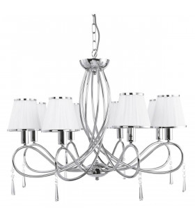 Lampada a sospensione Simplicity, in cromo e vetro con 8 tonalità bianche