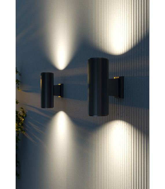 Rando Black Metal garden wall light 2 bulbs 26cm