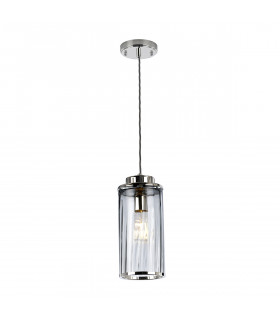 Lampada a sospensione di design Reno Verre, acciaio nichel lucido 1 lampadina 34,8 cm