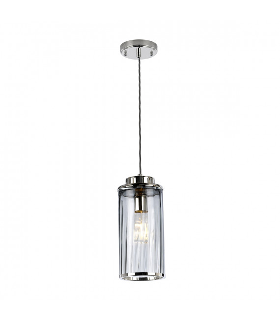 Design-Pendelleuchte Reno Verre, Nickel-Stahl poliert 1-flammig 34,8cm