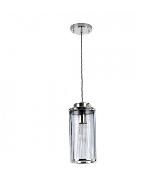 Lampada a sospensione di design Reno Verre, acciaio nichel lucido 1 lampadina 34,8 cm