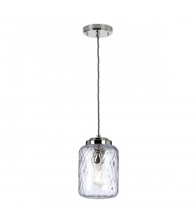 Lámpara colgante de diseño Sola Steel, serie transparente cabeza cristal Níquel pulido 1 bombilla 26,8cm