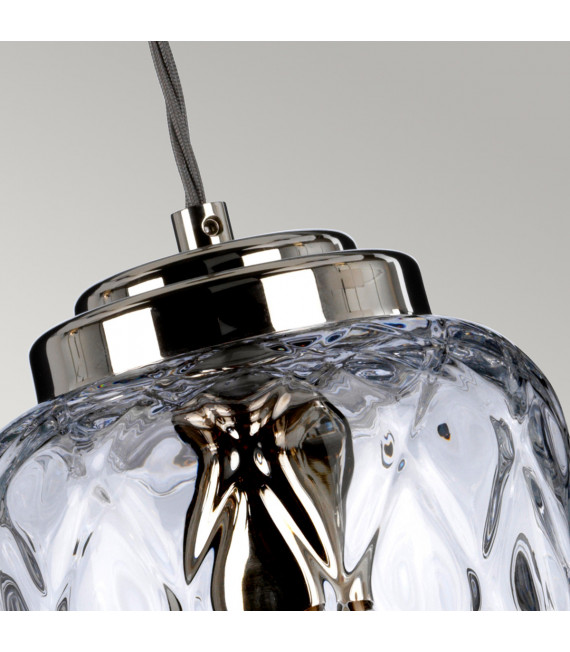 Lámpara colgante de diseño Sola Steel, serie transparente cabeza cristal Níquel pulido 1 bombilla 26,8cm